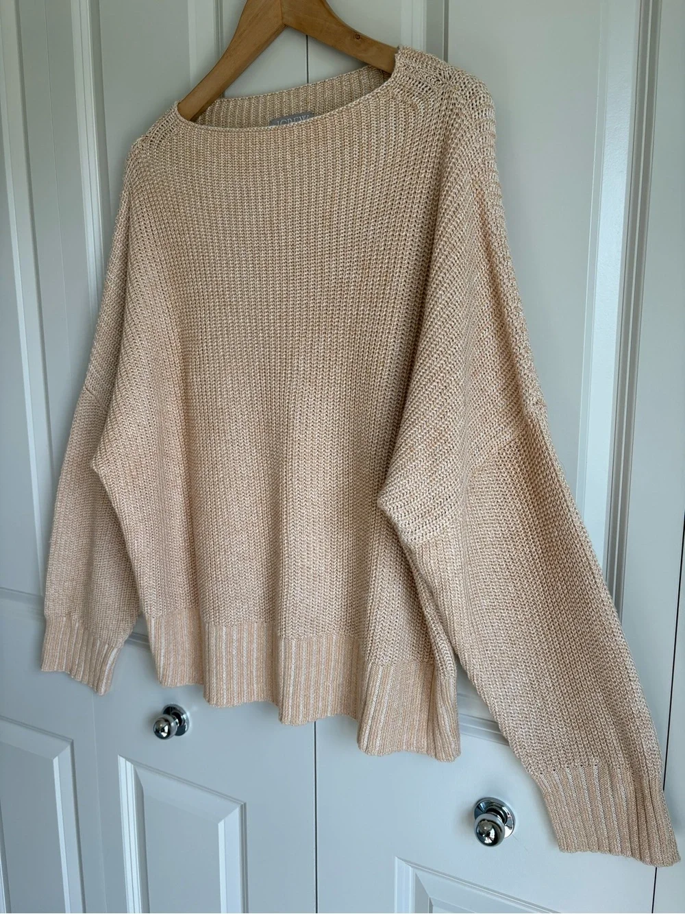 NWT J. Crew Ribbed Funnelneck Sweater in Linen-Cotton Blend Summer 2025 Size XL